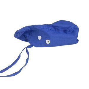 Blue Adjustable Medical Scrub Cap Blue New WOT Embroidered Heartbeat Buttons